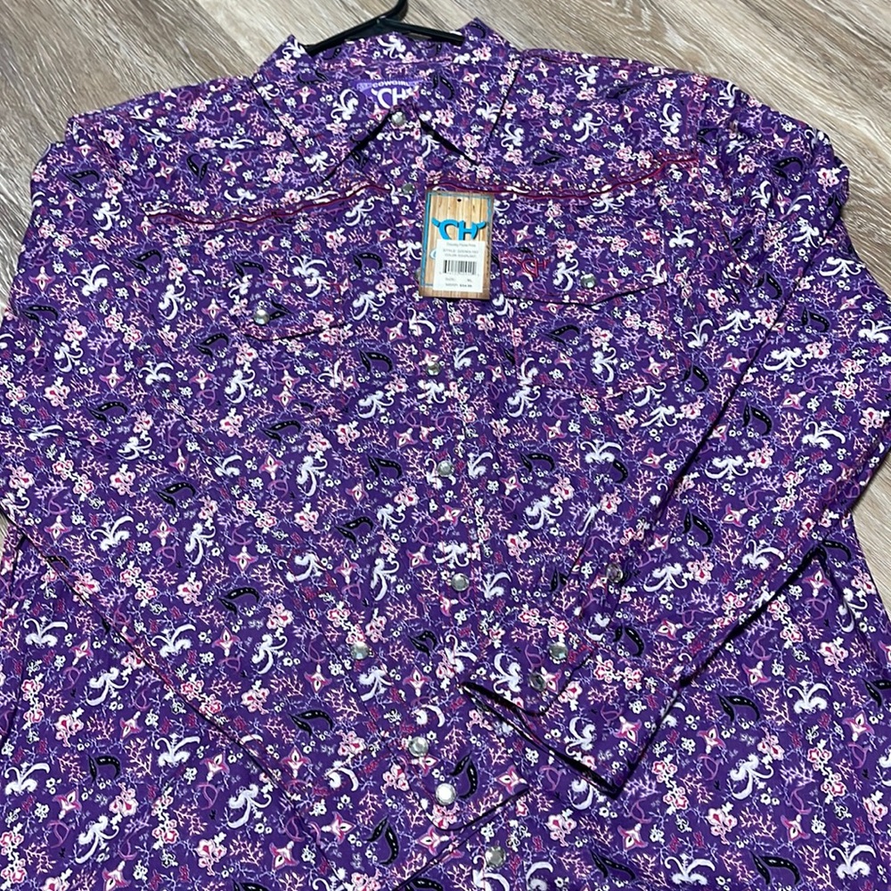 Gorgeous purple floral button down